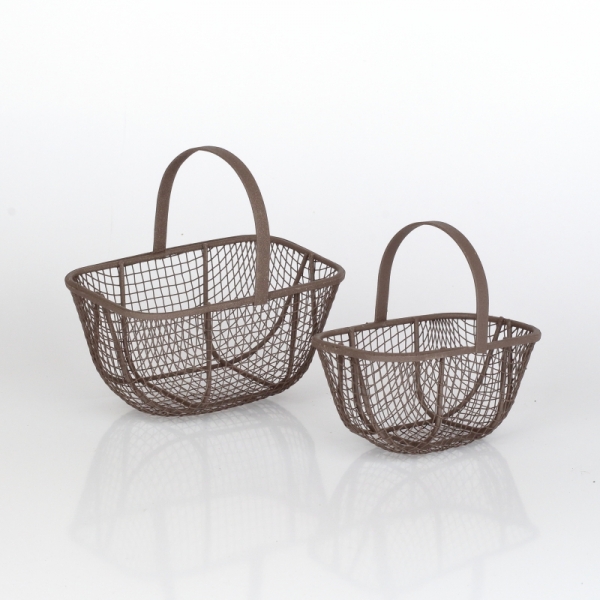 Kovový košík retro hnedý (set 2ks) 10,5 / 13cm
