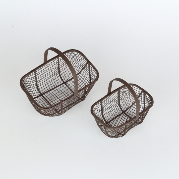 Kovový košík retro hnedý (set 2ks) 10,5 / 13cm