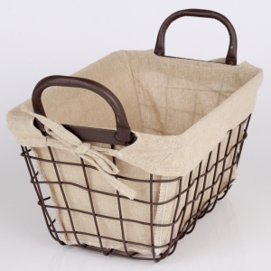 Kovový košík s látkou 30x20x17cm