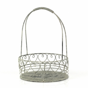 Kovový košík s patinou srdca 20x30cm