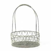 Kovový košík s patinou srdca 20x30cm