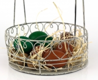 Kovový košík s patinou srdca 20x30cm