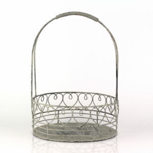 Kovový košík s patinou srdca 27x36cm
