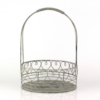 Kovový košík s patinou srdca 27x36cm
