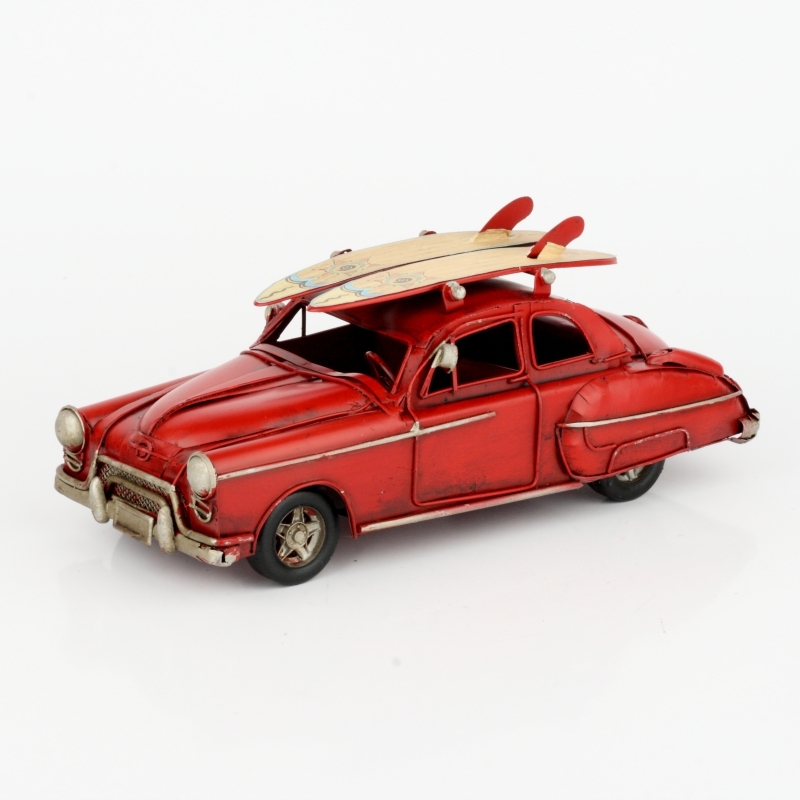 Kovový model auto sa surfom červené 26cm