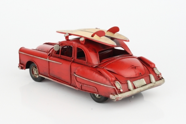 Kovový model auto sa surfom červené 26cm