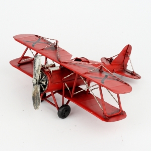 Kovový model červeného lietadla 19cm