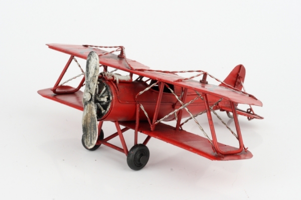 Kovový model červeného lietadla 19cm