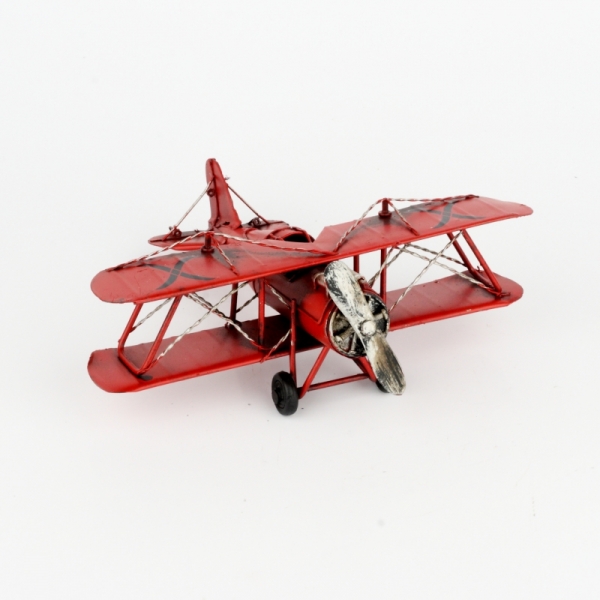 Kovový model červeného lietadla 19cm