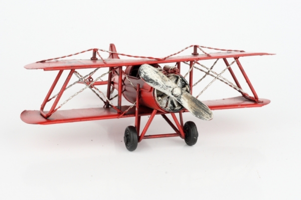 Kovový model červeného lietadla 19cm