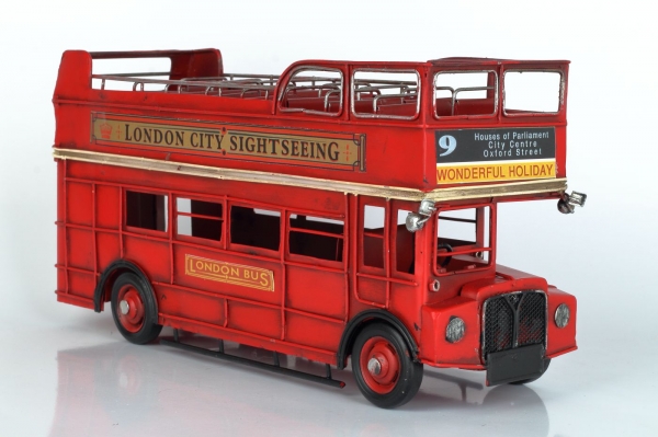 Kovový model dvojposchodový autobus 32cm