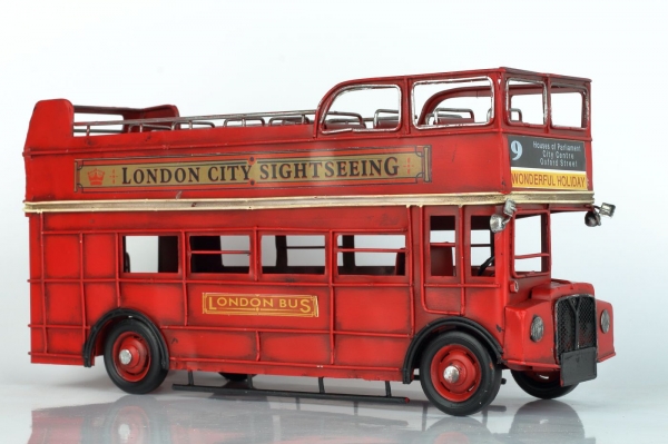 Kovový model dvojposchodový autobus 32cm