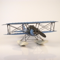 Kovový model lietadla modrý 30 cm