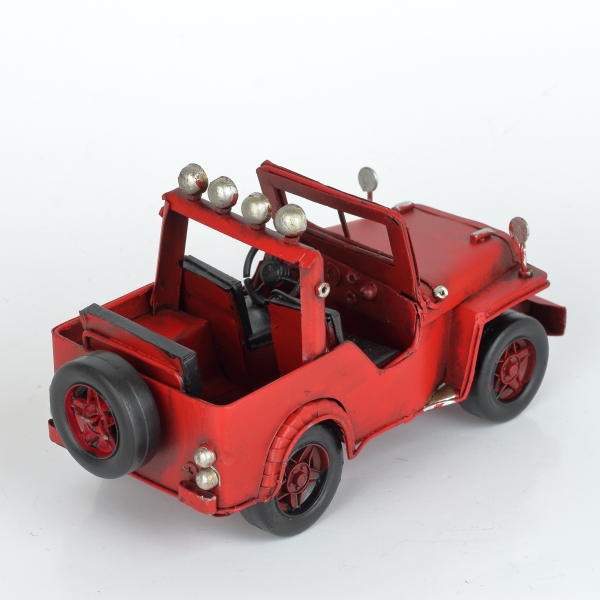 Kovový model retro džíp červený 17cm