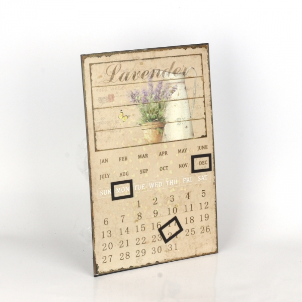 Kovový nástenný kalendár levanduľa 24x36cm