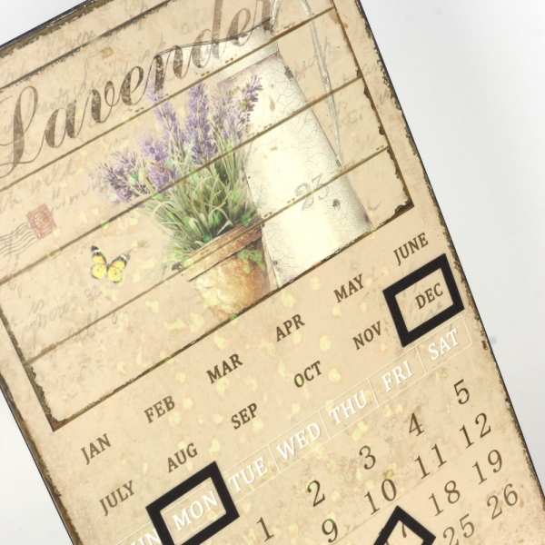 Kovový nástenný kalendár levanduľa 24x36cm