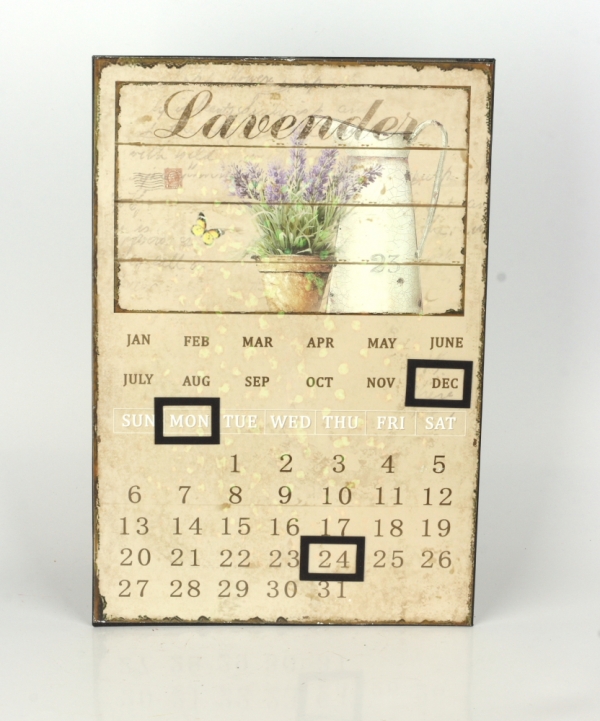 Kovový nástenný kalendár levanduľa 24x36cm