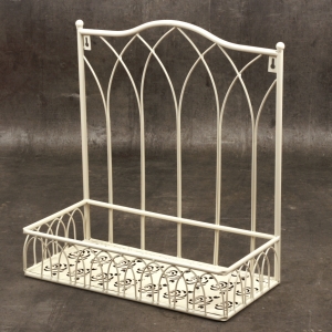 Kovový nástenný stojan na kvety biely 40x40x19cm