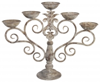 Kovový päťramenný svietnik starodávny vzhľad