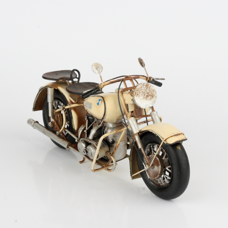 Kovový retro model motorka béžová 31cm
