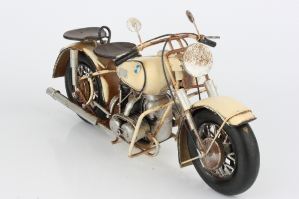Kovový retro model motorka béžová 31cm