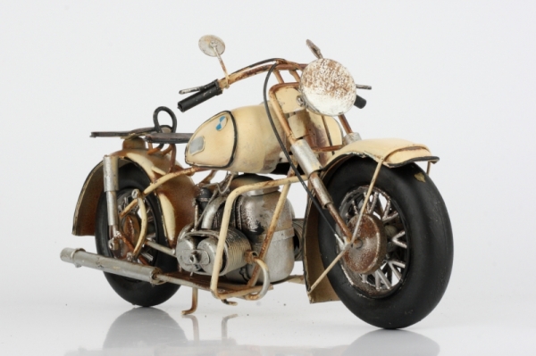 Kovový retro model motorka béžová 31cm