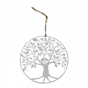 Kovový strom života na stenu - biela
