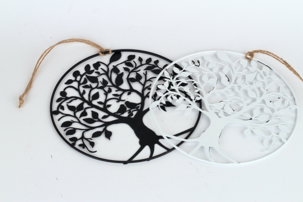 Kovový strom života na stenu - biela