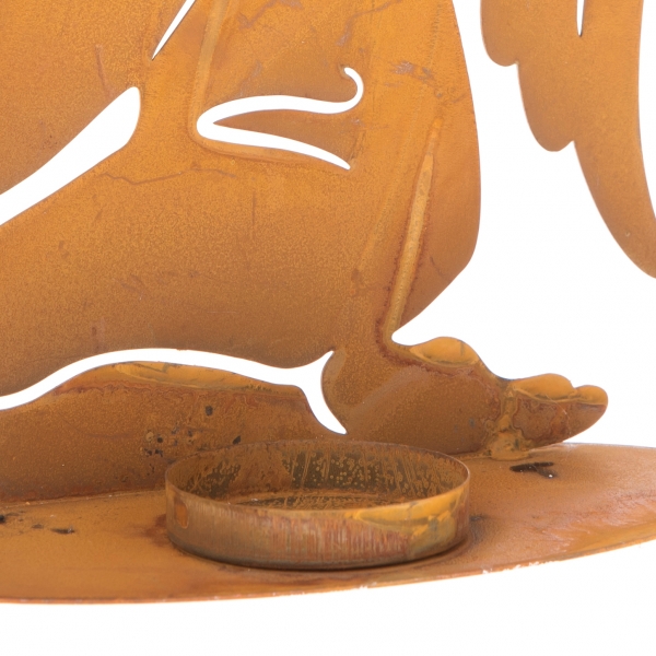 Kovový svietnik anjel hrdzavý