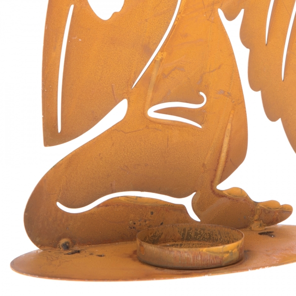 Kovový svietnik anjel hrdzavý