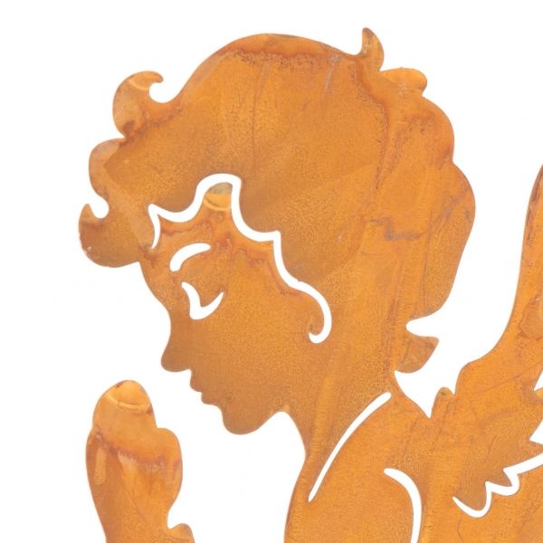 Kovový svietnik anjel hrdzavý