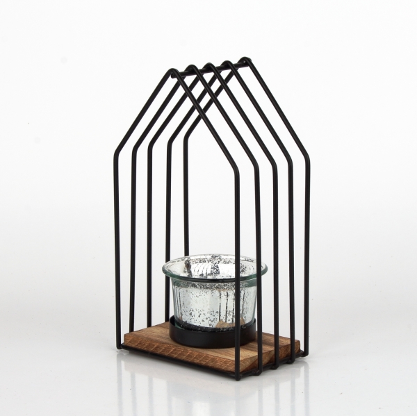 Kovový svietnik domček menší