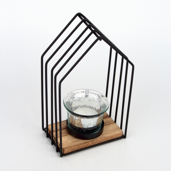 Kovový svietnik domček menší