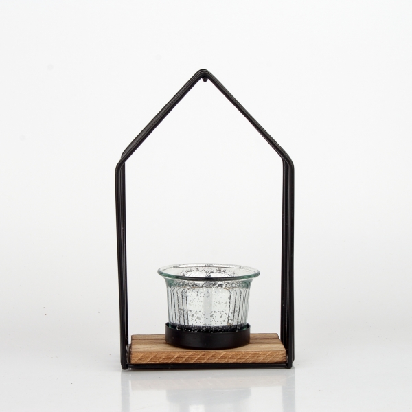 Kovový svietnik domček menší