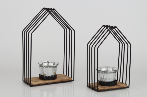 Kovový svietnik domček väčšiu