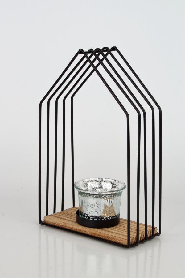 Kovový svietnik domček väčšiu