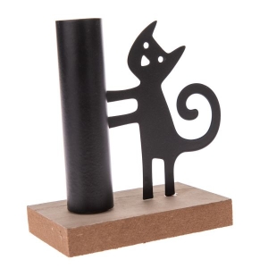 Kovový svietnik mačka 10,5×11,5×6 cm
