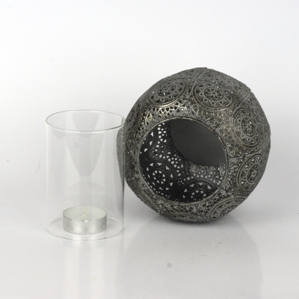 Kovový svietnik guľa 13,5cm