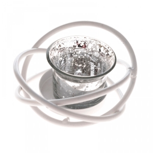 Kovový svietnik na 1 sviečku biely