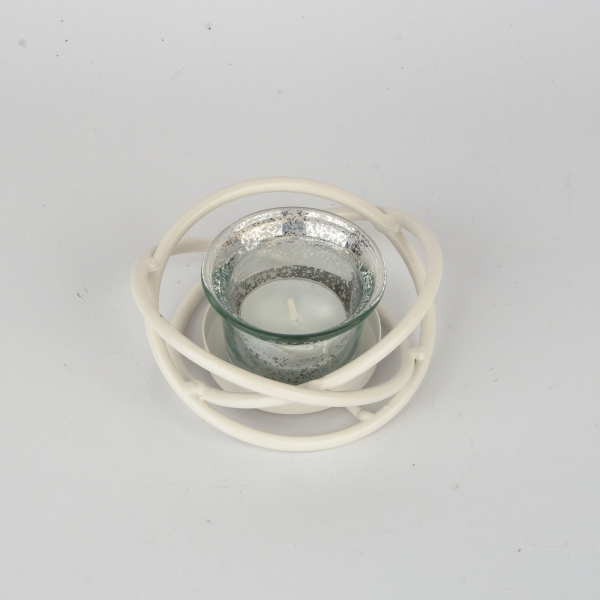 Kovový svietnik na 1 sviečku biely