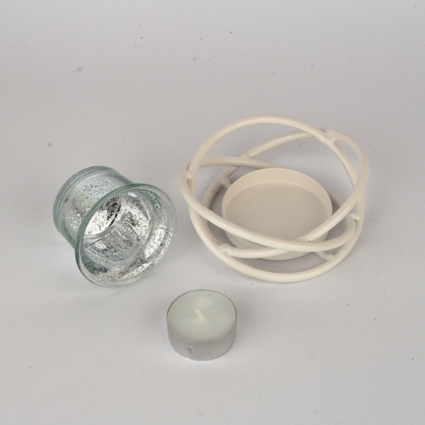 Kovový svietnik na 1 sviečku biely