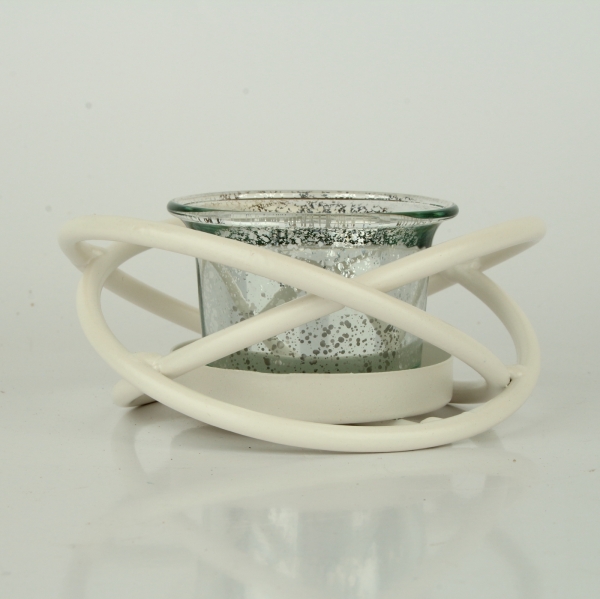 Kovový svietnik na 1 sviečku biely