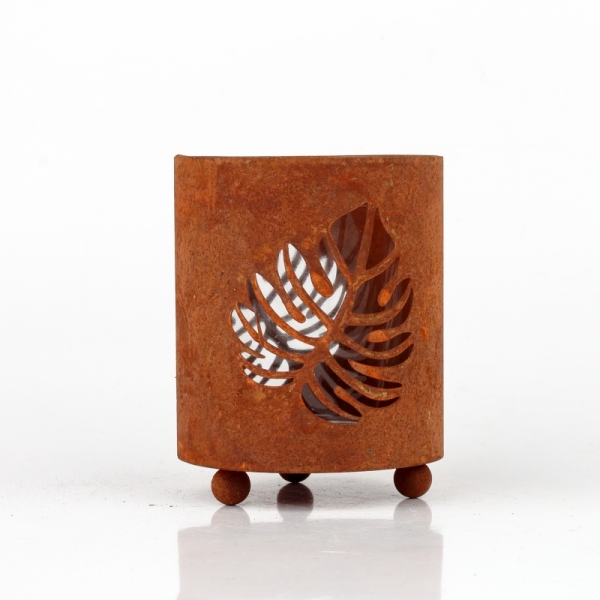 Kovový svietnik na čajovú sviečku list