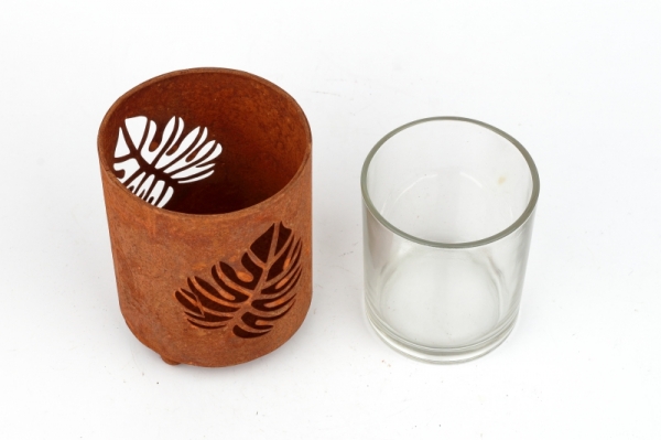 Kovový svietnik na čajovú sviečku list