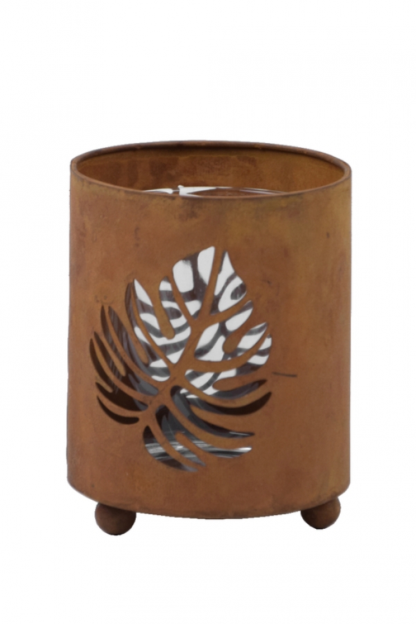 Kovový svietnik na čajovú sviečku list