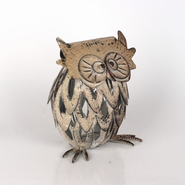 Svietnik sova svetlý 21x16x26cm