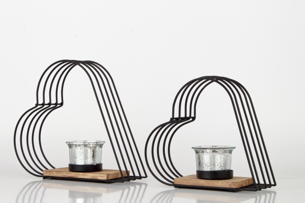 Kovový svietnik srdce 21x18x10cm