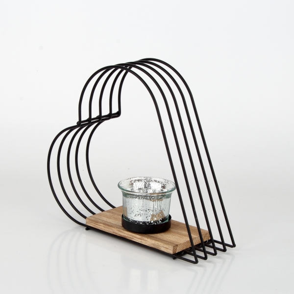 Kovový svietnik srdce 21x18x10cm