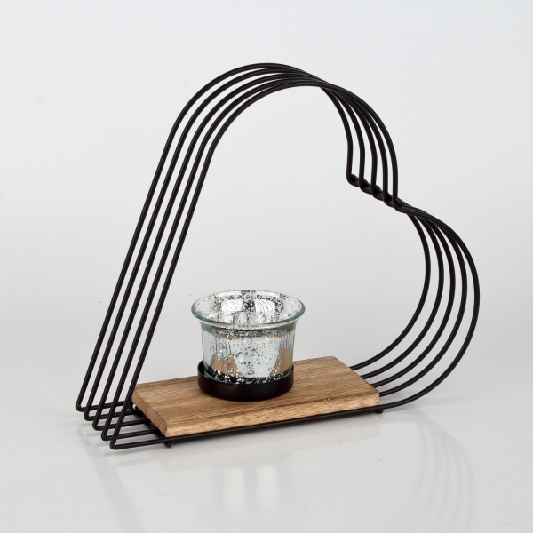 Kovový svietnik srdce 21x18x10cm