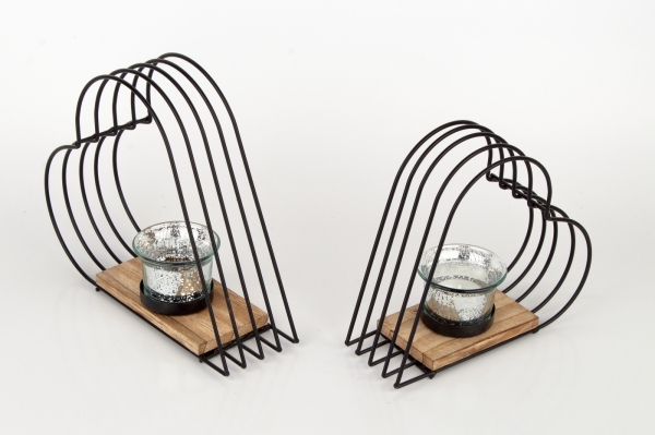 Kovový svietnik srdce 21x18x10cm